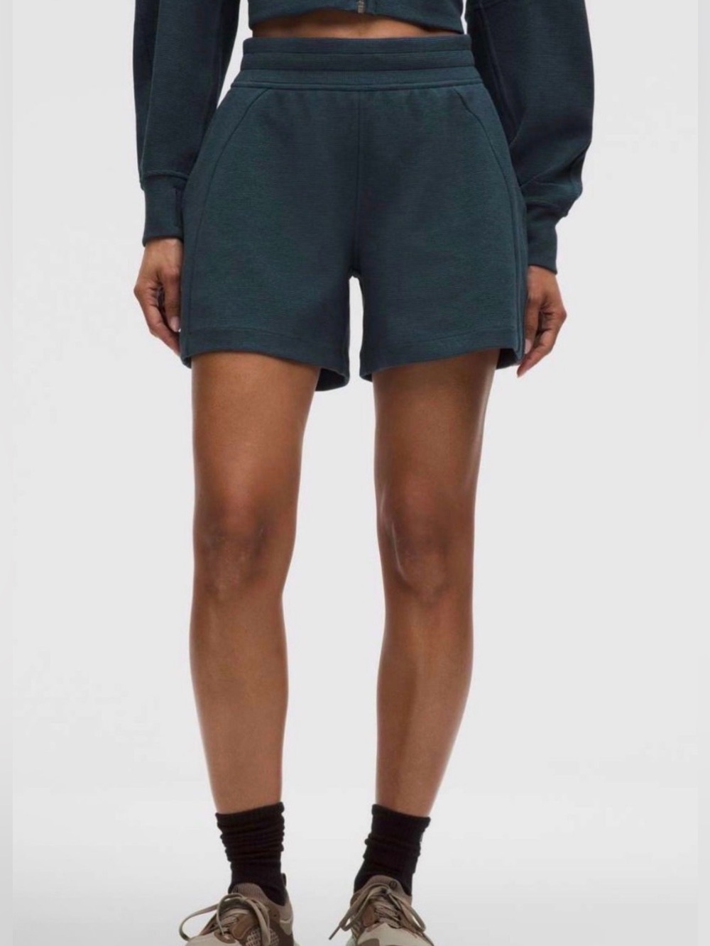 lululemon High-Rise Waffle Shorts 5” — Indochine Blue - XS